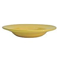 CAC China LV-120-Y 12-Inch Las Vegas Rolled Edge Stoneware Pasta Bowl, 26-Ounce, Yellow, Box of 12