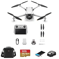 DJI Mini 3 Drone with RC Remote Controller Bundle with 128GB microSD Card, Shoulder Bag, Anti-Collision Light, Landing Pad