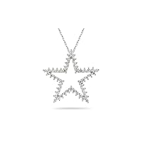 1.04-1.05 Cts SI1-SI2 I-J Diamond Star Pendant in 14K White Gold - Valentine's Day Sale
