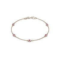 5 Stone Pink Sapphire 1/2 ctw Womens Station Bracelet 14K Gold