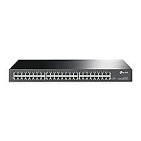 TP-Link 48 Port Gigabit Ethernet Switch | Plug and Play | Sturdy Metal w/ Shielded Ports | Rackmount | Fanless | Traffic Optimization | Unmanaged (TL-SG1048) , Black
