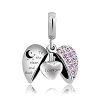 misyou Personalized I Love You to The Moon and Back Stainless Steel Necklace Memorial Heart Pendant