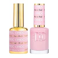 DC Duo Gel & Matching Lacquer Polish Set Soak off Gel NAIL All In One Daisy Top Coat for Nails (with bonus side Glitter) Made in USA (139 Pink Salt)