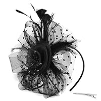 Cocktail Flower Headware with Feather and Mesh, Fascinator Hats for Women Tea Party/Church Events/Festival Dressy