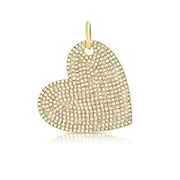 Designer Heart Sterling Silver Diamond Charm Pendant,Beautiful Heart Silver Diamond Charm Pendant,Handmade Pendant Jewelry,Gift