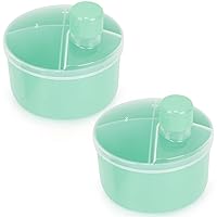 Formula Dispenser On The Go, Non-Spill Rotating Four-Compartment Formula Container to Go, Milk Powder Snack Storage Container for Infant Toddler Travel Outdoor, Green, 2 Pack