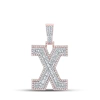 10kt Two-tone Gold Mens Baguette Diamond X Initial Letter Charm Pendant 2 Cttw