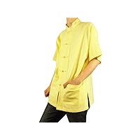 Fine Linen Gold Kung Fu Martial Arts Tai Chi Shirt Clothing XS-XL or Tailor Custom Made + Free Magazine
