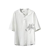 Men's Chinese-Style Embroidered Short-Sleeve Shirt, Summer Chinese Clothing for Men