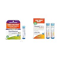 Boiron Homeopathic Cough, Cold, and Sore Throat Relief Bundle with Sambucus Nigra 6c (240 Count) and ThroatCalm On The Go (160 Pellets)