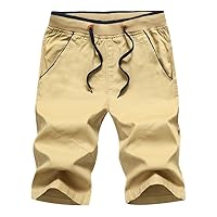 Summer Shorts Men Casual Shorts Cotton Beach Homme Solid Boardshorts Elastic Waist Short Pants Trousers