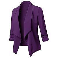 Women's Casual Work Office Open Front Long Sleeve Double Breasted Fashion Blazer Jackets Top