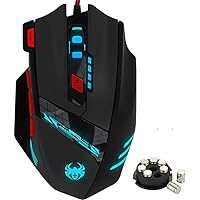 T90 Wired Gaming Mouse. Zelotes 8 Programmable Buttons, Chroma RGB Backlit, Adjustable Weights, 7 Backlight Modes up to 9200 DPI for Laptop/Windows/Mac Gamer (Black)
