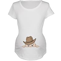Old Glory Peeking Baby Cowboy White Maternity Soft T-Shirt - Large