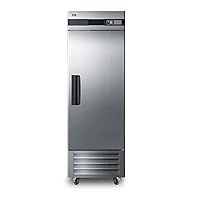 Summit Appliance SCRR232 Commercial Reach-In 23 Cu.Ft. Refrigerator in Complete Stainless Steel with Auto Defrost, Self-Closing Door, Temperature Alarm, Sealed Back, Interior Light and Lock