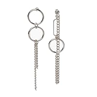 Asymmetric Tassel Chain Safety Pin Dangle Drop Earring Kpop Korean Jewelry