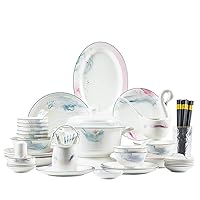 CHCDP Tableware, Ceramic Bowls and Plates Set, Bone China Bowls and Chopsticks, Household Set Bowls, rohin-56