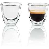 De'Longhi DeLonghi Double Walled Thermo Espresso Glasses, Set of 2, Regular, Clear, 90 milliliters