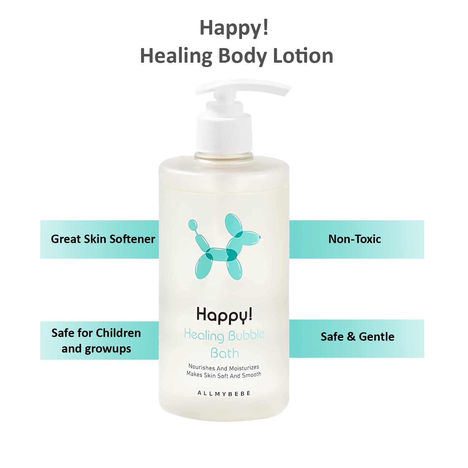 Happy! Healing Natural Refreshing Baby Bubble Bath Relaxing Fragrance Cleansing Bathing Foam Gentle Soft Smooth Skin Daily Care Use for Babies Kids Adults, 500 ML