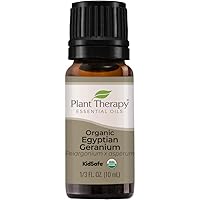 Plant Therapy Organic Egyptian Geranium Essential Oil 100% Pure, USDA Certified Organic, Undiluted, Natural Aromatherapy, Therapeutic Grade 10 mL (1/3 oz)