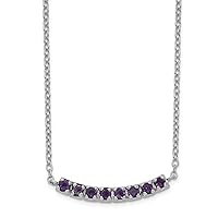 925 Sterling Silver Rhodium Plated Amethyst Bar With 2inch Ext Necklace 16 Inch Measures 3mm Wide Jewelry for Women