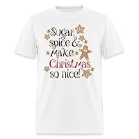 DudeSure Cotton Unisex Short Sleeve Round Neck T-Shirts Sugar Spice and Make Christmas So Nice
