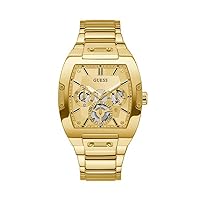 GUESS Men's 43mm Watch - Gold Tone Strap Champagne Dial Gold Tone Case
