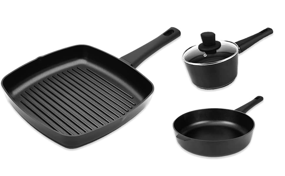 Sakuchi 11 Inch Divided Breakfast Pan 3 Section Compartment Grill Frying Pan  Nonstick Induction All-In-One Meal Skillet Pan