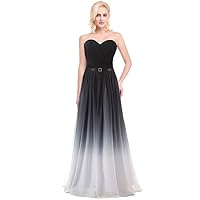 Women's Gradient Color Chiffon Formal Evening Dress Long Prom Gown