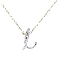 10K Yellow Gold Necklace and Initial Pendant Set With Diamonds