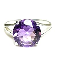 Choose Your Color Natural Gemstone Sterling Silver Ring Round Cut Birthstone Handmade Sizes 5-12