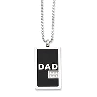 Stainless Steel Polished Engravable Fancy Lobster Closure Black Plated and CZ Cubic Zirconia Simulated Diamond Dad 24inch Animal Pet Dog Tag Necklace 24 Inch Measures 22mm Wide Jewelry for Women
