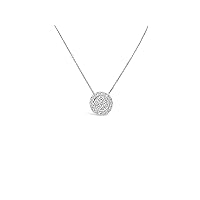 The Diamond Deal 18kt White Gold Womens Necklace Round Cluster VS Diamond Pendant 0.57 Cttw (16 in, 2 in ext.)
