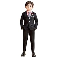 Boys' Suit Wedding Formal 3 Pieces Tuxedo Set Toddler Dress Outfit with One Button Jacket