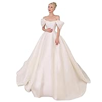 High end White Satin Wedding Dress Church Train one Shoulder Exquisite Wedding Dress