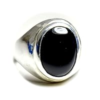 Natural Black Onyx Silver Ring for Men 10 Carat Oval Handmade Size 4,5,6,7,8,9,10,11,12,13