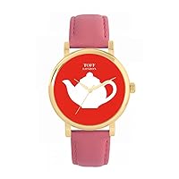 White Teapot Watch 38mm Case 3atm Water Resistant Custom Designed Quartz Movement Luxury Fashionable