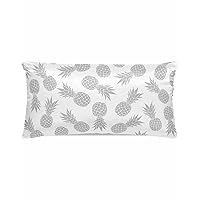 Satin Pillowcase for Hair and Skin, Summer Pineapple 1 Pack Breathable Soft Silk Pillow Covers, Grey Fruits Pineapple Luxurious Pillow Cases Cover with Hidden Zipper Closure, 20