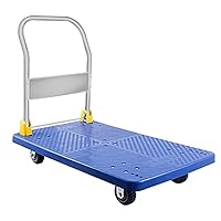 YSSOA Platform Truck with 1320lb Weight Capacity and 360 Degree Swivel Wheels, Foldable Push Hand Cart for Loading and Storage, Blue