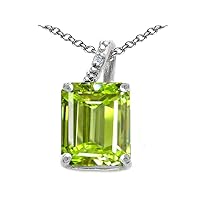 Tommaso Design Solid 14K Gold Large Emerald Cut 10x8mm Pendant Necklace