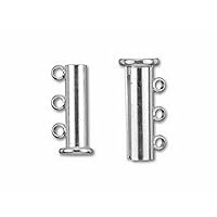 Silver Overlay Multi Strand Magnetic Clasp with 3 Hole CSF-189-3H-20X10MM