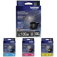 Brother LC10EBK, LC10EC, LC10EM, LC10EY Super High Yield XL Black, Cyan Magenta and Yellow -Ink -Cartridge Set