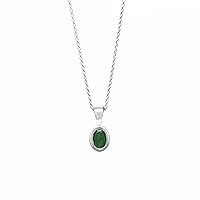 Hiflyer Jewels 925 Sterling Silver Green Emerald Gemstone Pendant With Chain 925 Hallmarked Jewelry | Gifts For Women And Girls