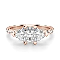 1 CT Moissanite Engagement Rings,Wedding Band for Women,Solid 10K/14K/18K Rose Gold 925 Silver Curved Matching Stacking Ring