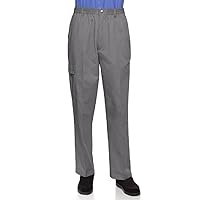 Mens Full Elastic Waist Pants with Zipper Fly and Snaps Closure