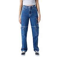 PacSun Women's Dark Indigo '90s Boyfriend Cargo Jeans - Blue Size 26