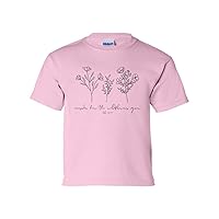 Consider How The Wildflowers Grow Luke 12:27 Floral Youth Kids Christian T-Shirt Graphic Tee