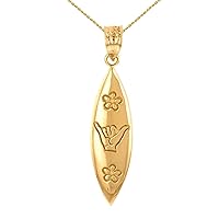 YELLOW GOLD SHAKA HAWAIIAN HAND SIGN PENDANT NECKLACE - Gold Purity:: 10K, Pendant/Necklace Option: Pendant Only