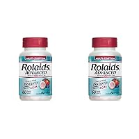 Rolaids Advanced Antacid Plus Anti-Gas 60 Chewable Tablets, Assorted Berry, Heartburn and Gas Relief, 60 Count (Pack of 2)
