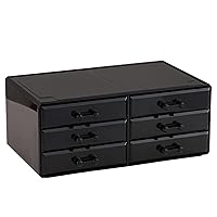 Black Makeup Organizer And Storage Stackable Skin Care Cosmetic Display Case With 6 Drawers Make up Stands For Jewelry Hair Accessories Beauty Skincare Product Organizing